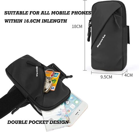 Phone Armband Sleeve for Running Phone Arm Bands with Workout - Fits Phone and Android - Phone Use for Running, Workout Walking Gym, Hiking, Biking (Black) in Saudi Arabia