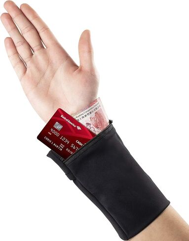 Easyports 2 Pocket Wrist Wallet Wrist Cell Phone Holder, Ankle Wallet, Sweat Bands, Armband, Hidden Pouch, Wristlet Wallet for Travel, Outdoor Sports Running. in Saudi Arabia