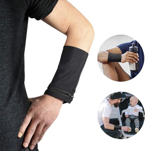 Easyports 2 Pocket Wrist Wallet Wrist Cell Phone Holder, Ankle Wallet, Sweat Bands, Armband, Hidden Pouch, Wristlet Wallet for Travel, Outdoor Sports Running. in Saudi Arabia