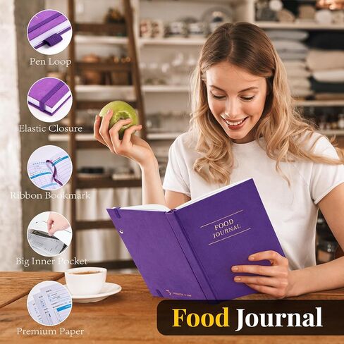 مجلة 5 دقائق يوميًا لفقدان الوزن للنساء، مخطط للطعام واللياقة البدنية لمدة 90 يومًا، كتاب عداد السعرات الحرارية لتتبع الوجبات وممارسة الرياضة، مجلة رفع الأثقال ملحقات الصالة الرياضية المنزلية هدية - أرجواني in Kuwait