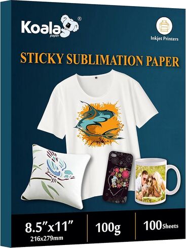Koala Sticky Sublimation Paper 8.5x11 inches for Heat Transfer DIY Gift Effortlessly Print, Transfer, and Preserve Your Unique DIY Designs with Vibrancy and Durability 100gsm 100 sheets in Saudi Arabia