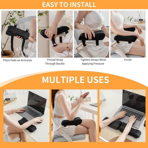 وسادات ذراع من الصوف مريحة للغاية - تخفف من آلام الأذرع للمكتب والألعاب والدراسة - وسادة ناعمة سوداء لمساند ذراع كرسي المكتب - رمادي in Kuwait