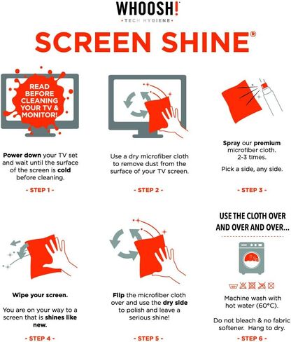 ووش! بخاخ ومسح منظف الشاشة - 1 أونصة سائلة + 1 قطعة قماش تنظيف من الألياف الدقيقة - منظف عدسات بحجم مناسب للسفر للسيارة والكمبيوتر والكمبيوتر المحمول وأجهزة iPad وMacBook والهاتف والساعة والنظارات - مجموعة أدوات التنظيف الإلكترونية in Kuwait