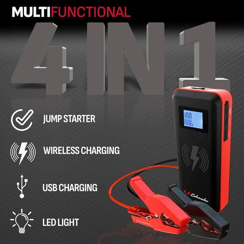Schumacher Electric SL1639 Lithium Portable Power Pack Jump Starter Car, Motorcycle, Truck, Boat Batteries, 1000 Amps,12 Volt +SL235R Rechargeable Work Light-180° Adjustable Base Dimmer Switch LEDs in Saudi Arabia