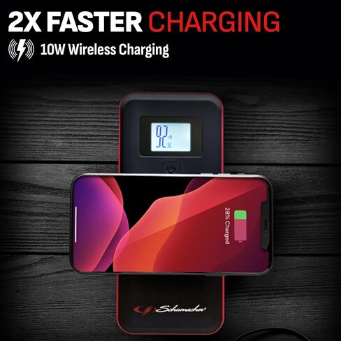 Schumacher Electric SL1639 Lithium Portable Power Pack Jump Starter Car, Motorcycle, Truck, Boat Batteries, 1000 Amps,12 Volt +SL235R Rechargeable Work Light-180° Adjustable Base Dimmer Switch LEDs in Saudi Arabia
