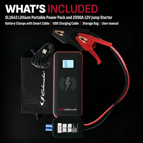 Schumacher Electric SL1639 Lithium Portable Power Pack Jump Starter Car, Motorcycle, Truck, Boat Batteries, 1000 Amps,12 Volt +SL235R Rechargeable Work Light-180° Adjustable Base Dimmer Switch LEDs in Saudi Arabia