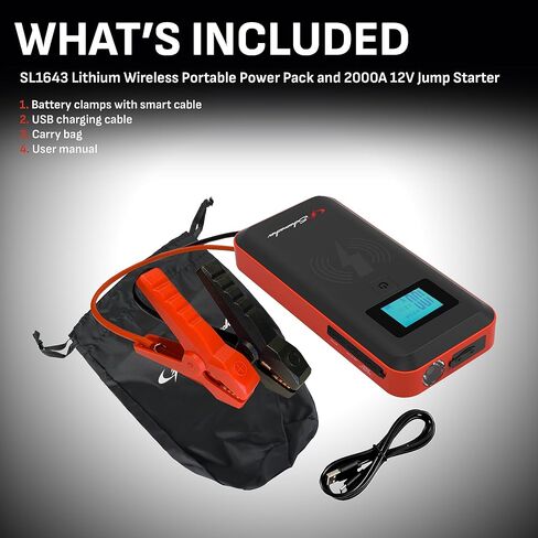 Schumacher Electric SL1639 Lithium Portable Power Pack Jump Starter Car, Motorcycle, Truck, Boat Batteries, 1000 Amps,12 Volt +SL235R Rechargeable Work Light-180° Adjustable Base Dimmer Switch LEDs in Saudi Arabia
