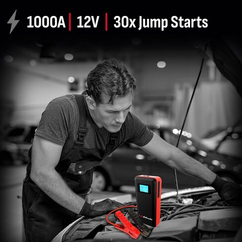 Schumacher Electric SL1639 Lithium Portable Power Pack Jump Starter Car, Motorcycle, Truck, Boat Batteries, 1000 Amps,12 Volt +SL235R Rechargeable Work Light-180° Adjustable Base Dimmer Switch LEDs in Saudi Arabia