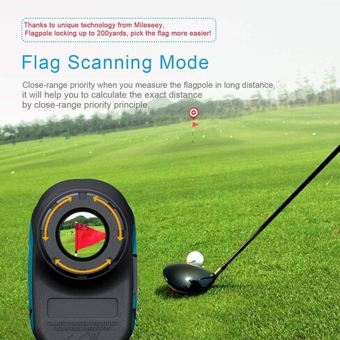 Mileseey Professional Laser Golf Rangefinder 660 ياردة مع تعويض المنحدر، دقة ± 0.55 ياردة، قفل سارية العلم السريع، تكبير 6X، قياس المسافة/الزاوية/السرعة للجولف والصيد in Kuwait