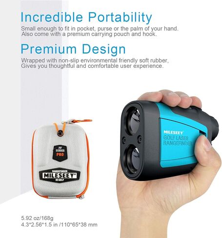 Mileseey Professional Laser Golf Rangefinder 660 ياردة مع تعويض المنحدر، دقة ± 0.55 ياردة، قفل سارية العلم السريع، تكبير 6X، قياس المسافة/الزاوية/السرعة للجولف والصيد in Kuwait