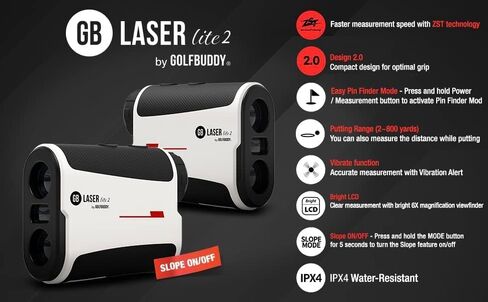GOLFBUDDY Lite 2 Golf Laser Rangefinder, Faster Measurement Speed, Pin Finder & One Click Scan Mode, 880 Yards Putting Range, Accurate Measurement with Vibration, 6X Magnification, Water-Resistant in Saudi Arabia