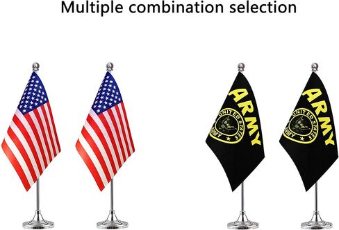 LoveVC US Army Gold Crest علم مكتب صغير صغير للولايات المتحدة الأمريكية أعلام طاولة مكتب عسكري مع قاعدة حامل، عبوتان in Kuwait