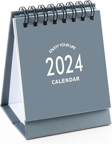 تقويم مكتب صغير 2024-2025 - يمتد من يناير 2024 حتى يونيو 2025 تقويم مكتبي صغير ورق سميك مزدوج الأسلاك مع ملصقات للمدرسة والمكتب المنزلي (رمادي صغير) in Kuwait