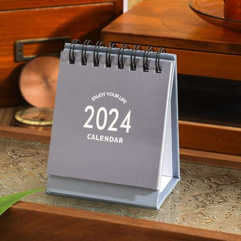 تقويم مكتب صغير 2024-2025 - يمتد من يناير 2024 حتى يونيو 2025 تقويم مكتبي صغير ورق سميك مزدوج الأسلاك مع ملصقات للمدرسة والمكتب المنزلي (رمادي صغير) in Kuwait