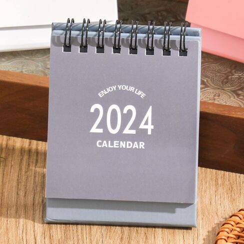 تقويم مكتب صغير 2024-2025 - يمتد من يناير 2024 حتى يونيو 2025 تقويم مكتبي صغير ورق سميك مزدوج الأسلاك مع ملصقات للمدرسة والمكتب المنزلي (رمادي صغير) in Kuwait