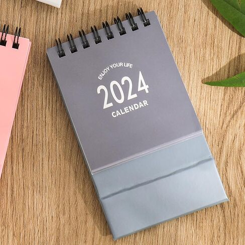 تقويم مكتب صغير 2024-2025 - يمتد من يناير 2024 حتى يونيو 2025 تقويم مكتبي صغير ورق سميك مزدوج الأسلاك مع ملصقات للمدرسة والمكتب المنزلي (رمادي صغير) in Kuwait