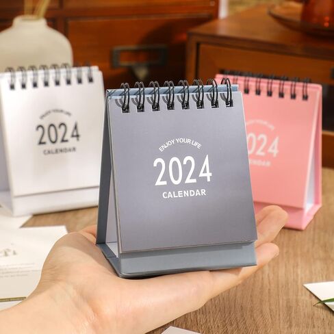 تقويم مكتب صغير 2024-2025 - يمتد من يناير 2024 حتى يونيو 2025 تقويم مكتبي صغير ورق سميك مزدوج الأسلاك مع ملصقات للمدرسة والمكتب المنزلي (رمادي صغير) in Kuwait