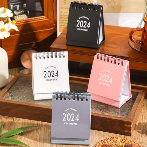 تقويم مكتب صغير 2024-2025 - يمتد من يناير 2024 حتى يونيو 2025 تقويم مكتبي صغير ورق سميك مزدوج الأسلاك مع ملصقات للمدرسة والمكتب المنزلي (رمادي صغير) in Kuwait