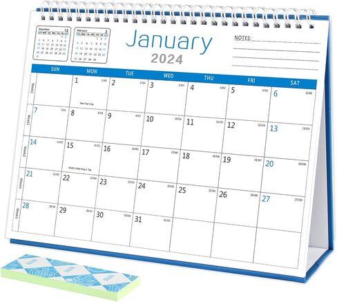 تقويم مكتب 2024-2025 تقويم مكتبي شهري من يناير 2024 إلى يونيو 2025 10 بوصة × 8 بوصة تقويم مكتبي قابل للطي مع ورق سميك قوي مزدوج الأسلاك وكتل كتابة للعام الجديد وعيد الميلاد in Kuwait