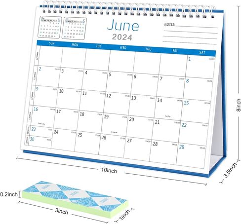 تقويم مكتب 2024-2025 تقويم مكتبي شهري من يناير 2024 إلى يونيو 2025 10 بوصة × 8 بوصة تقويم مكتبي قابل للطي مع ورق سميك قوي مزدوج الأسلاك وكتل كتابة للعام الجديد وعيد الميلاد in Kuwait