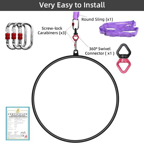مجموعة أدوات الطوق الهوائية من PRIOR FITNESS للبالغين، حلقة احترافية للياقة البدنية من الفولاذ المقاوم للصدأ ذات نقطة واحدة (قطر الأنبوب: 25 مم و32 مم) in Saudi Arabia