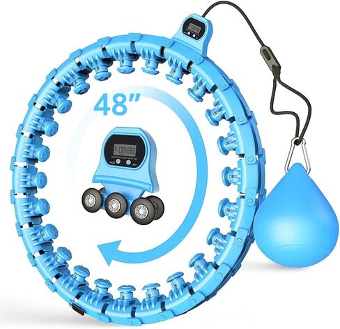 طوق هولا هوب الذكي الموزون من إنفينيتي هوب - طوق التمرين، طوق إنفينيتي بحجم كبير للبالغين لفقدان الوزن، وتدليك لياقة البطن وممارسة الرياضة - 24 عقدة قابلة للفصل/عدد دوران ذكي، سلس 360 درجة in Kuwait