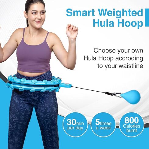 طوق هولا هوب الذكي الموزون من إنفينيتي هوب - طوق التمرين، طوق إنفينيتي بحجم كبير للبالغين لفقدان الوزن، وتدليك لياقة البطن وممارسة الرياضة - 24 عقدة قابلة للفصل/عدد دوران ذكي، سلس 360 درجة in Kuwait