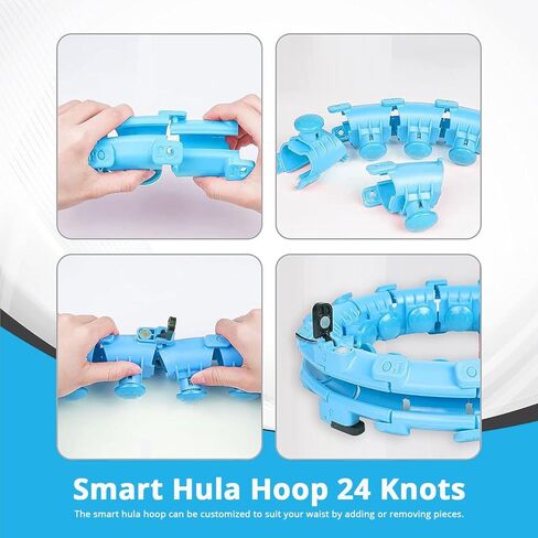 طوق هولا هوب الذكي الموزون من إنفينيتي هوب - طوق التمرين، طوق إنفينيتي بحجم كبير للبالغين لفقدان الوزن، وتدليك لياقة البطن وممارسة الرياضة - 24 عقدة قابلة للفصل/عدد دوران ذكي، سلس 360 درجة in Kuwait