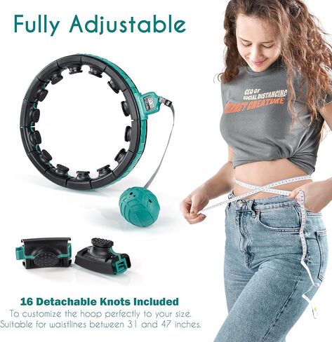 Smart Weighted Hula Hoop for Adults Weight Loss– Fully Adjustable with Detachable Knots – 2 in 1 Abdomen Fitness Massage Infinity Hoops in Kuwait