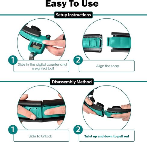 Smart Weighted Hula Hoop for Adults Weight Loss– Fully Adjustable with Detachable Knots – 2 in 1 Abdomen Fitness Massage Infinity Hoops in Kuwait