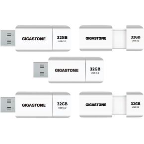 GIGASTONE Z60 32GB 5-Pack USB 3.2 Gen 1 Flash Drive, 100/40 MB/s Ultra High Speed Pen Drive, Capless Retractable Design Thumb Drive, USB 2.0 / USB 3.0 / USB 3.1 Interface Compatible