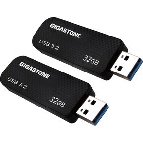 GIGASTONE Z30 32GB 2-Pack USB 3.2 Gen 1 Flash Drive, Capless Retractable Design Pen Drive, Carbon Fiber Style Thumb Drive, Reliable Performance & Durable, USB 2.0/USB 3.0/USB 3.1 Interface Compatible