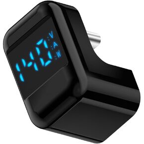 QIANRENON 140W USB C Charging Digital Display U Shape Angle Adapter 40Gbps USB4.0 Type C Male to Female Charge Monitoring 180° Angle Connector, Real-time Detection, Support 8k@60HZ Audio Video