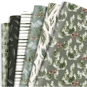 Vnaaem Camo Wrapping Paper 6 Pc Green Brown Camouflage Gift Wrap Paper for Birthday Men Women Kids Boys Camping Themed Party 19.6 X27.8Inch