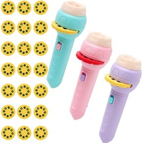 3 Sets Toddler Projection Flashlight, Flashlights for Kids, Flashlight Projector, Story Flashlight Slide Lamp Educational Learning Bedtime Night Light Toy Night Lamp with 56 Images for Kids Boys Girls