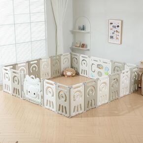 Baby Play Pen, Foldable Play Pens for Babies and Toddlers, 14 Panels Extra Large Baby Playpen, Portable Baby Fence, Baby Gate Playpen, Baby Play Yard - Blue White
