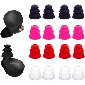 Compatible with Sony WF 1000XM4 Triple Flange Ear Tips, JNSA Anti Slip Noise Canceling 3 Flange Ear tip replacemnt for Sony 1000xm4/1000xm3/c500/LinkBuds S, fit in case,1 Size 8 Pairs 4 Colors