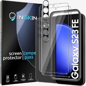 Inskin Tempered Glass Screen Protector for Samsung Galaxy S23 FE 5G 6.4 inch [2023] - Ultimate 2+2 Set with Camera Lens Guard and Auto Alignment Tray, Ultrasonic Fingerprint Support, Case Compatible