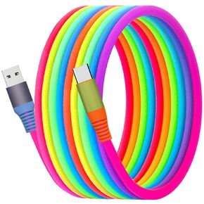Carplay Cable for iPhone 15 16 Pro Max Plus, 6.6ft Colorful Gradual Braided USB A to Type C Fast Charging Cord USB C Charger for iPhone 16 15 Pro Max, iPad Pro, iPod Air, Samsung S24 S23 S22, LG More