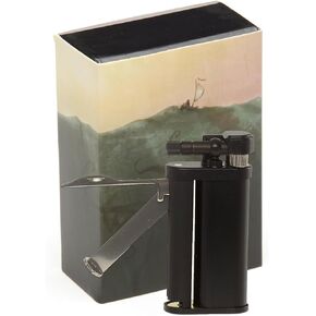 Tomo Pipe Lighter + Built in Pick & Tamper Pipe Tools - Japanese Refillable Butane Lighter for Pipes, Soft Flame Angled Pipe Lighter, Adjustable Flame Lighter (Black Matte)