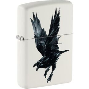 Zippo Lighter: Raven Bird - White Matte 46077
