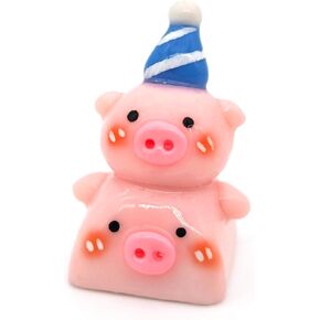 Cute Cartoon Keycap,3D Handmade Clay Artisan Keycap,Stacked Pigs Keycaps Personalized Replacement Key Caps for Cherry MX Mechanical Gaming Keyboard（Birthday Piggy）
