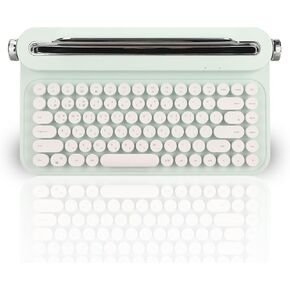 86 Keys Typewriter Keyboard, Retro Keyboard with Integrated Stand, Bluetooths Keyboard with Cute Round Keycaps for Multi Device for PC (White)