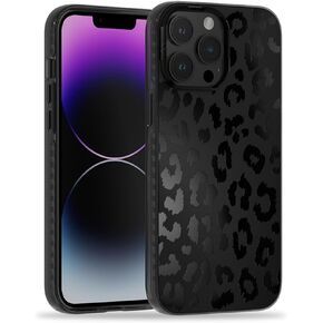 for iPhone 13 Case [Compatible with MagSafe] with Matte Black Leopard Cheetah Print Design, Cute Magnetic Phone Cover for Women Girls and Men, Slim Bumper with Stylish Pattern
