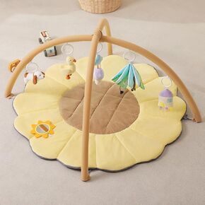 Baby Play Gym Mat, Tree-Shaped Tummy Time Mat with 6 Detachable Toys, Thick & Plush Play Mat for Babies 0-6 Months, Baby Activity Mat, Newborn Infant Baby Essentials Gift