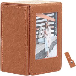 Orga'Neat Picture Holder Storage Case for Fujifilm Instax Mini Film 12/11/90/40/9/8/7/7+/EVO, Instax Mini PU Leather Photo Holder with Pocket Outside, up to 50 Photos (Black)
