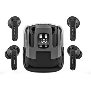 Wireless Earbuds Bluetooth 5.5 Two Pairs Headphones HIFI Bass Stereo Ear Buds with Noise Cancelling, LED Display Power in Ear Earphones Waterproof 120H Playtime for Laptop Pad Phones (White)