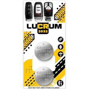 Lucrum for Audi Key Fob Battery Replacement, 2PCs CR2032 Battery for Car Remote Key for A3 A4 A5 A6 A7 A8 Q5 Q7 Q8 TT S4 S5 S6 S7 S8 RS3 RS4 RS5 RS6 SQ5 SQ7 2006-2024 CR 2032 Battery for Key Fob