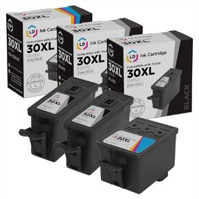 LD Products Compatible Kodak 30 / 30XL Set of 3 High Yield Ink Cartridges: 2 Black (1550532) & 1 Color (1341080) for use in ESP 1.2, 3.2, 3.2S, C110, C310, C315, 2150, 2170 & Hero 2.2, 3.1, 4.2, 5.1