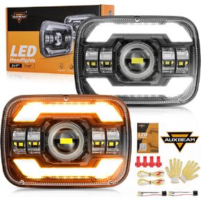 Auxbeam 2024 12000LM 600% Bright 5x7 In Headlights, 7x6 Led Headlights With High Low Beam DRL Turn Signal, DOT Approved Headlights For Jeep Cherokee XJ Jeep Wrangler YJ Ford Chevrolet GMC, H6054 H5054